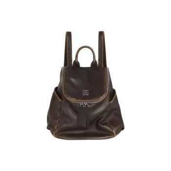Kikawa Card Synthetic Leather Backpack Medium Size Women's Brown