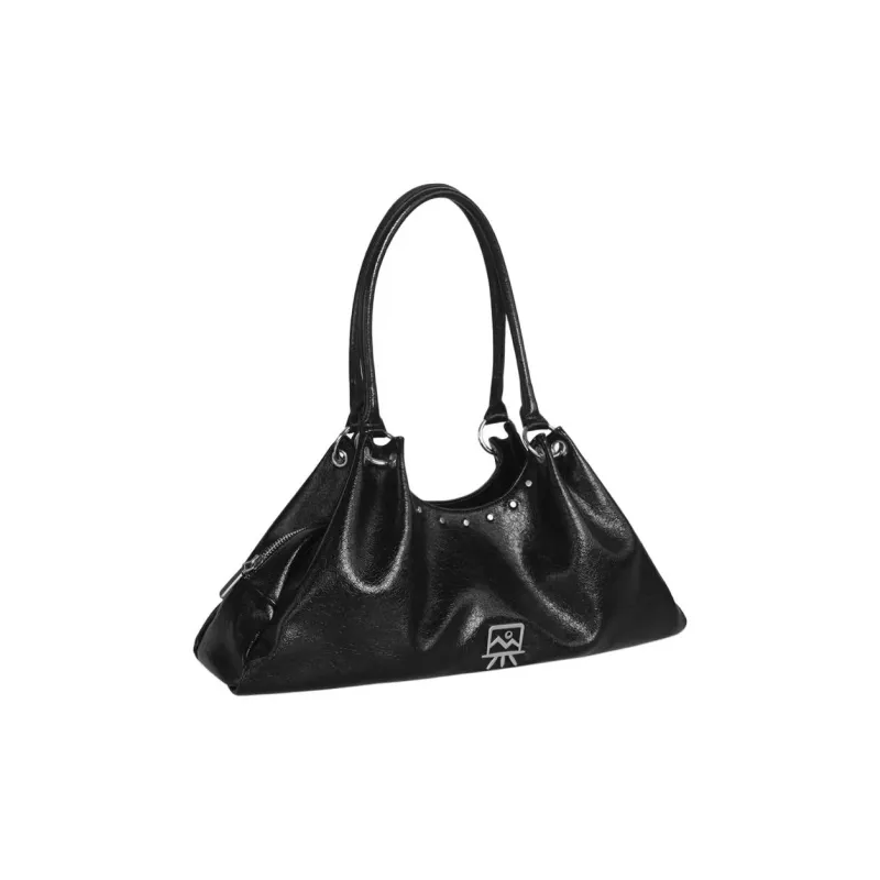 Kikawa Card Synthetic Leather Shoulder Bag, Handbag, Shoulder Bag Medium Size Women's Black-1