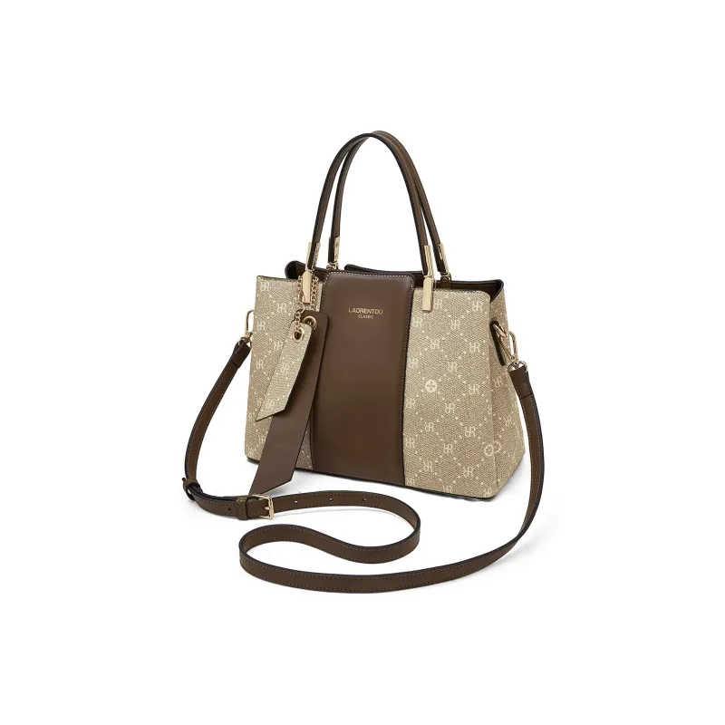Old Man's Head Synthetic Leather Crossbody Handbags Regular Women's Dark Brown/Cream Apricot-9