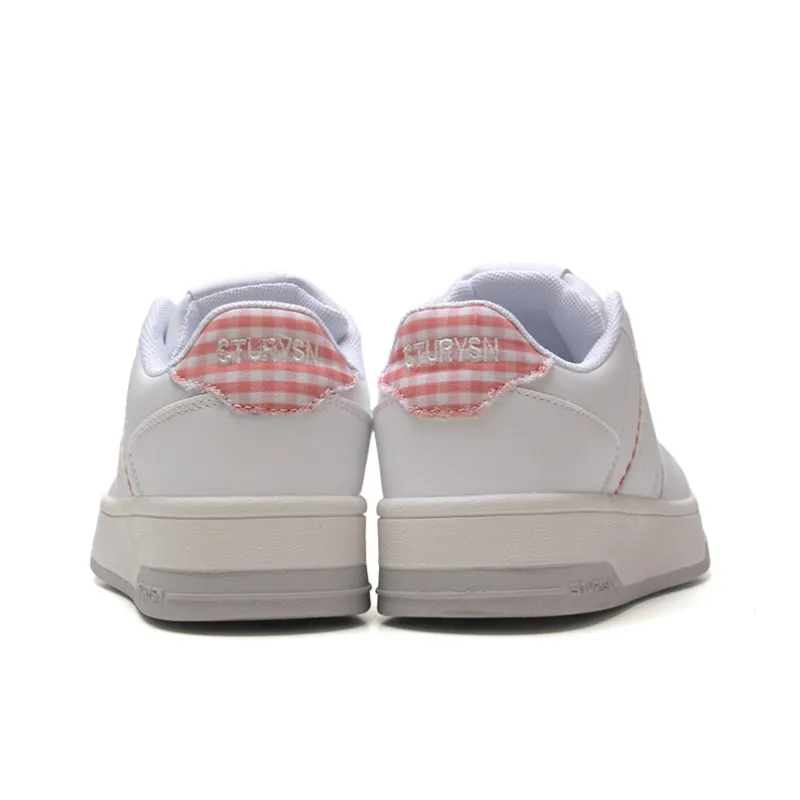 STUR YSN Wear Resistant Lightweight Height Increasing Low Top Skateboard Shoes Women's White Peony Pink-4