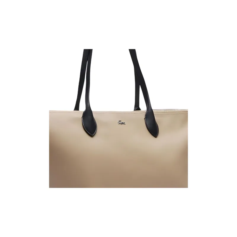 LACOSTE PVC One Shoulder Handbag Tubas Women's Beige Black-4