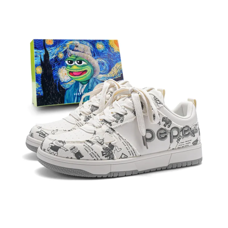 Pepe The Frog Wear Resistant Breathable Slip Resistant Low Top Skateboard Shoes Unisex-7