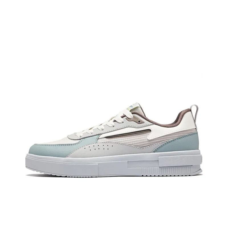 Erke Anti Slip Wear Resistant Low Top Skateboard Shoes Men's White Smoke Rain Blue-0