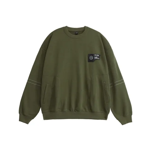 FLOAT Crew Neck Loose Fit Sweatshirt Unisex Army Green