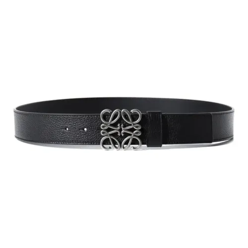 LOEWE Calfskin Leather Belts Men's Black Width  4CM