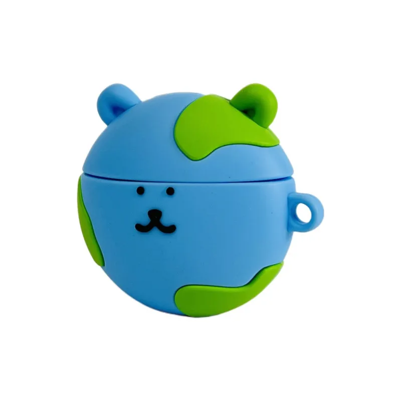 Sopi Compatibility Apple AirPods 4/2/3/4th Generation/AirPods Pro/Pro 2 Silicone Earth Bear Lanyard Headphone Cases-3