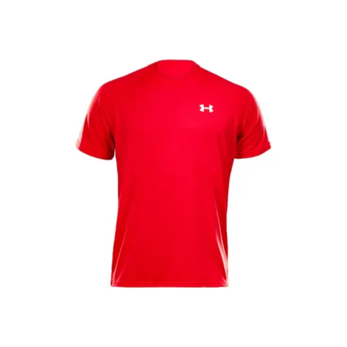 Under Armour Crew Neck Loose Fit Straight Short Sleeved T Shirt Men's Red