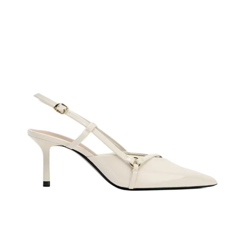 ZARA Slim Heel High Heels 8cm Women's White-1