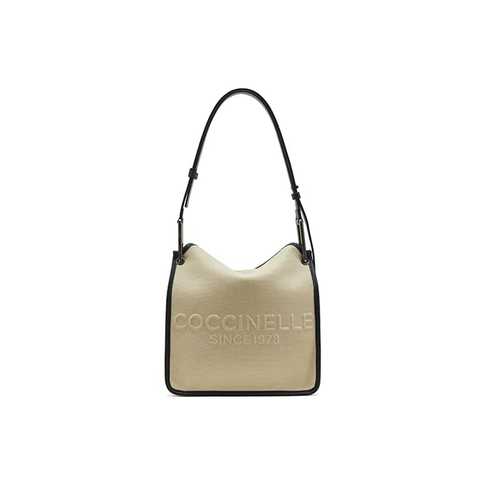 COCCINELLE Fabric With Cow Leather Newsboy Bag, Handbag, Shoulder Bag Small Size Women's-0