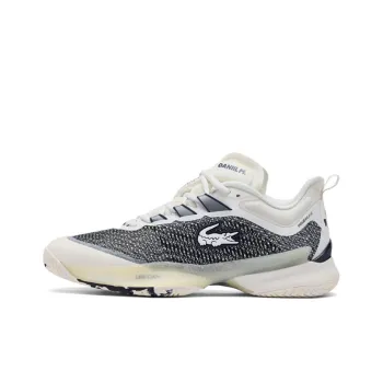 LACOSTE Abrasion Resistant Low Top Tennis Shoes Men's Ecru