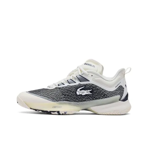 LACOSTE Abrasion Resistant Low Top Tennis Shoes Men's Ecru