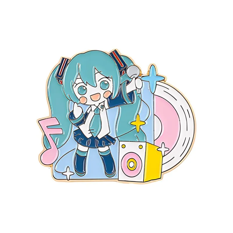 Kinbor Hatsune Miku Cartoon Sweet Fun Melody Zinc Alloy Brooch Badges-0