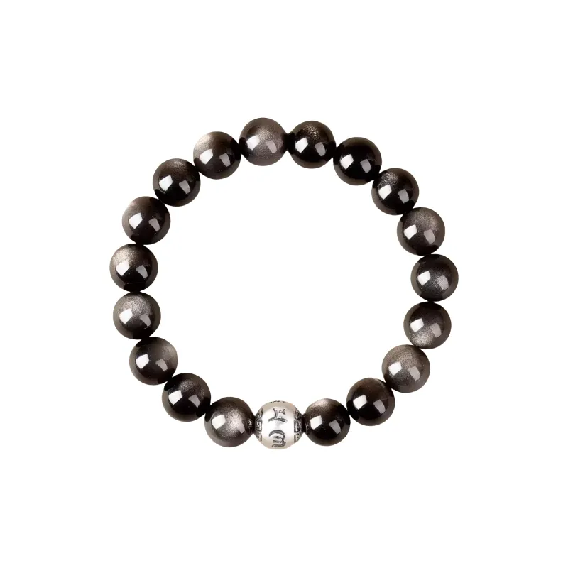Stone On The Line Obsidian Bracelets Unisex-3