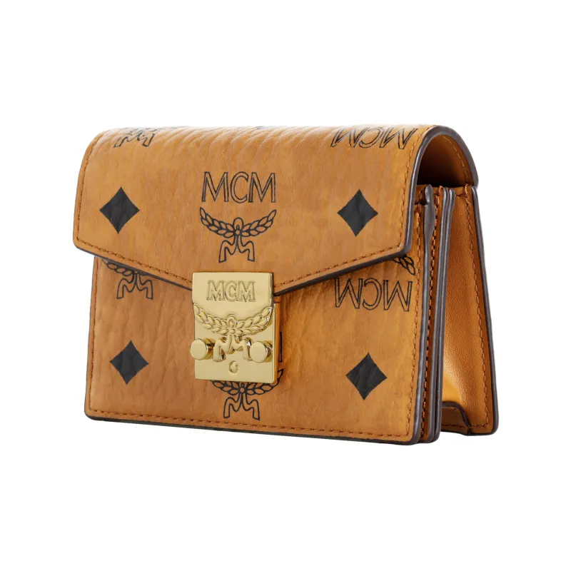 MCM Canvas Card Holder Mini Unisex Cognac-1