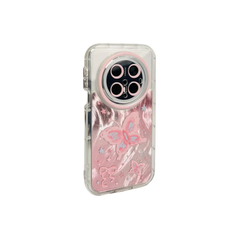 Wei Xin Acrylic Material Pink Graffiti Butterfly Phone Cases Compatibility Huawei Mate 70/60/50/40 Pro/Pura 70/70 Pro+-1