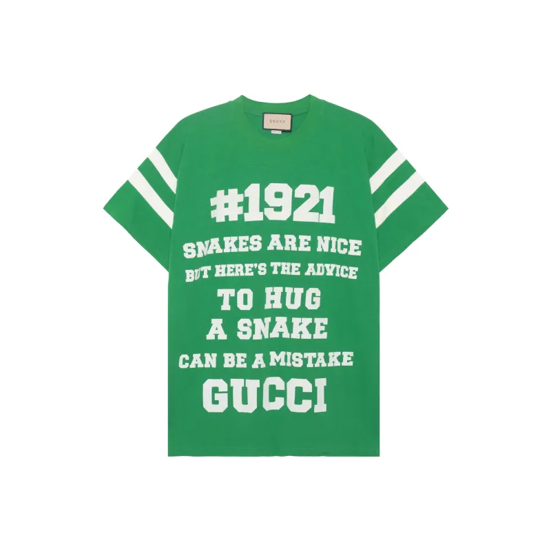 GUCCI Men To Hug A Snake Print T-Shirt Ivory-0
