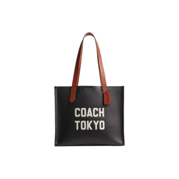 COACH Relay Leather Tote Bag Shopping Bag Handbag Shoulder Bag Large Size Men's Black