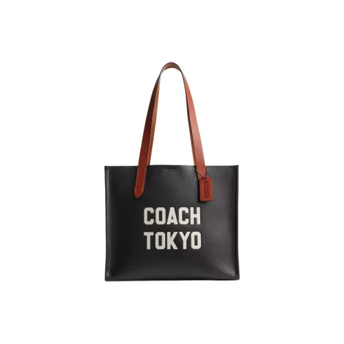 COACH Relay Leather Tote Bag Shopping Bag Handbag Shoulder Bag Large Size Men's Black