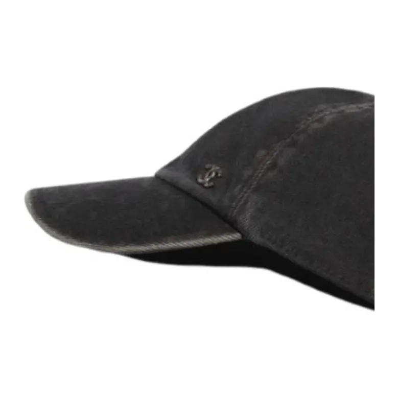 CHANEL Denim Baseball Caps Women's Charcoal Gray-2