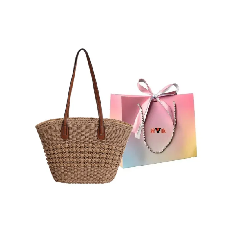 Yalu Woven Shoulder Bag Regular Women's Beige/Khaki-6