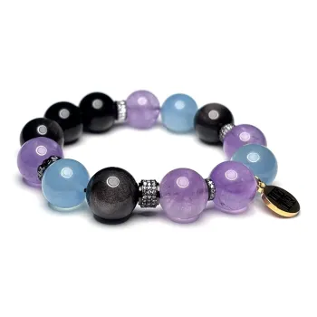 MOUNTAINS AND MANS Obsidian Large Grain 16mm Luxury Good Luck Beaded Bracelet Men's