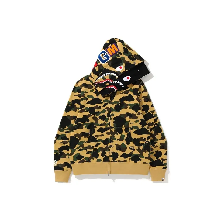 Bape 1st Camo Shark Full Zip Hoodie 'Yellow'-0