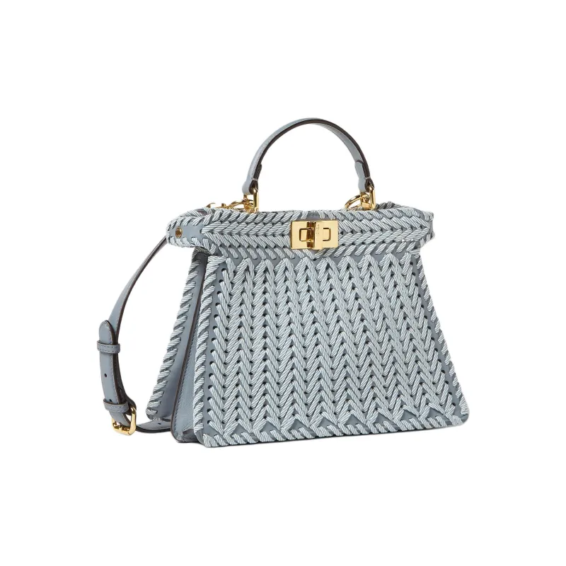 FENDI Peekaboo ISeeU Leather One Shoulder Handbag Small Size Women's Blue-1