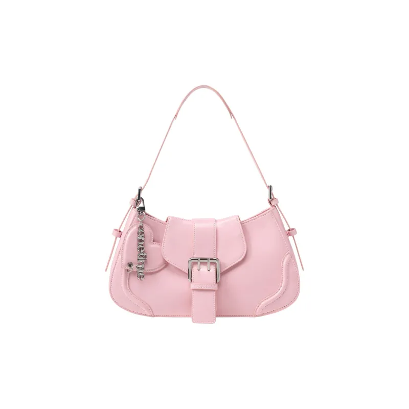 ONE TIME Synthetic Leather Shoulder Bag Women's Black-8