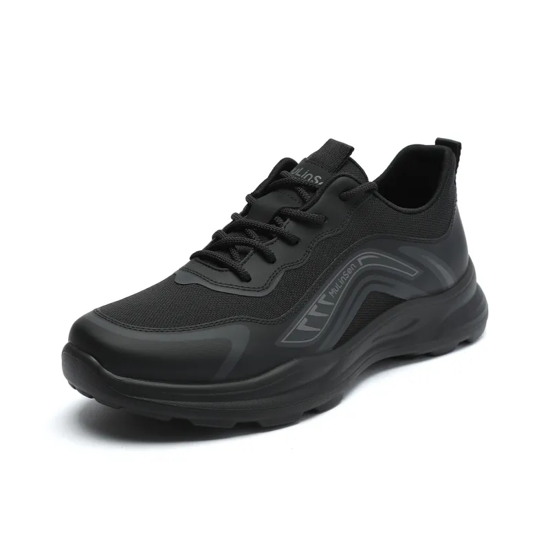 Mulinsen Travel Shoes Durable Lightweight And Breathable Low Top Casual Shoes Men's Black-4