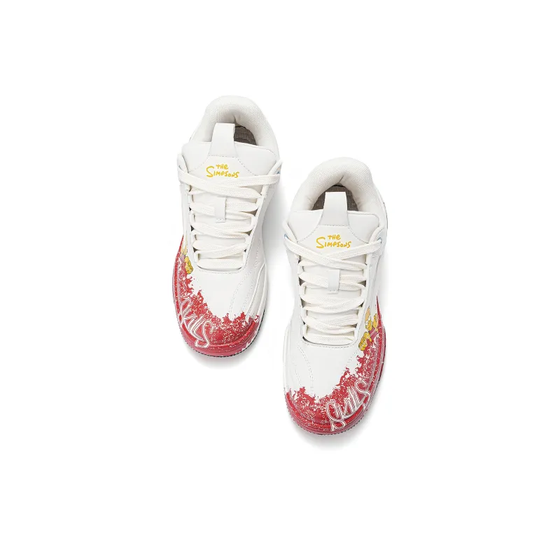 The Simpsons Skateboard Shoes Unisex Low Top White Silver/Beige Red/Black Silver-17