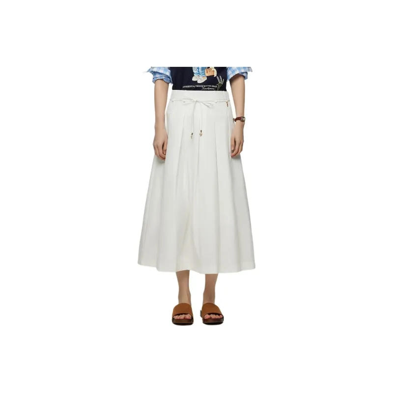 Teenie Weenie Casual Long Skirts Women's Ivory White-2