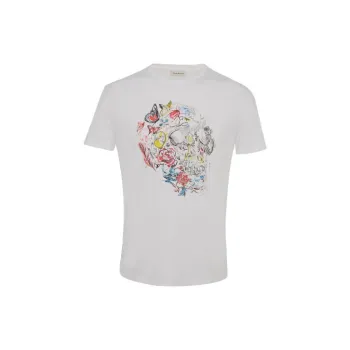 Alexander McQueen Skeleton Print Short Sleeved T Shirt Men's White