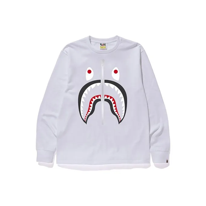 A BATHING APE Applique Metal Zip Shark Crewneck-5