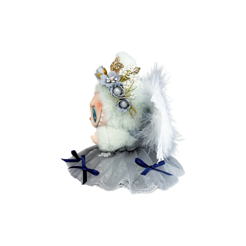 [Modified Doll] POP MART THEMONSTERS Plush Feather Dream Stardust Hang Tag Box Labubu Vinyl, Sitting Party Height 15cm-1