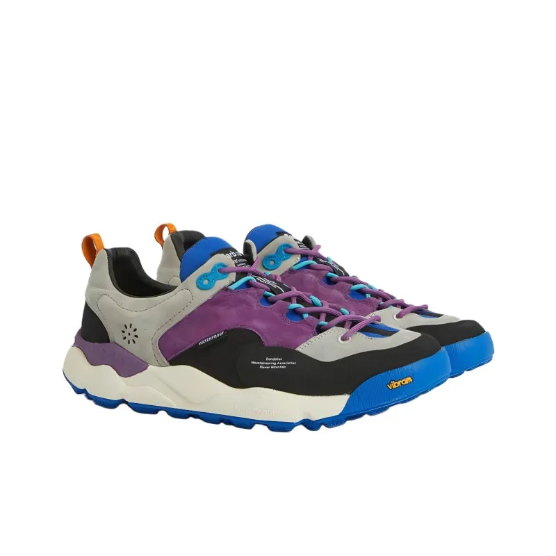 FLOWER MOUNTAIN x BARBOUR Back Country Uni Mid Top Casual Shoes Unisex Purple & Khaki-2