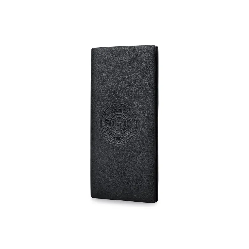 WilliamPOLO Top Grain Cow Leather Multiple Card Slots Ticket Clip Coin Purse Wallet Regular Men's Black-2