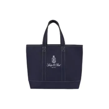 SPORTY & RICH Cotton Tote Bag, Shopping Bag, Handbag Unisex Blue