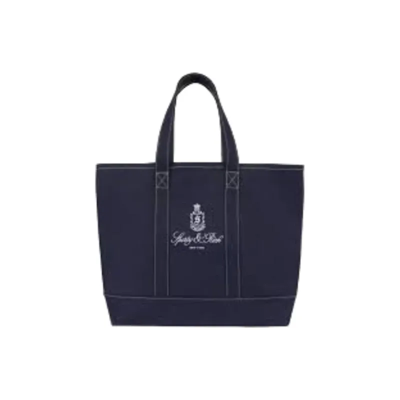 SPORTY & RICH Cotton Tote Bag, Shopping Bag, Handbag Unisex Blue-0