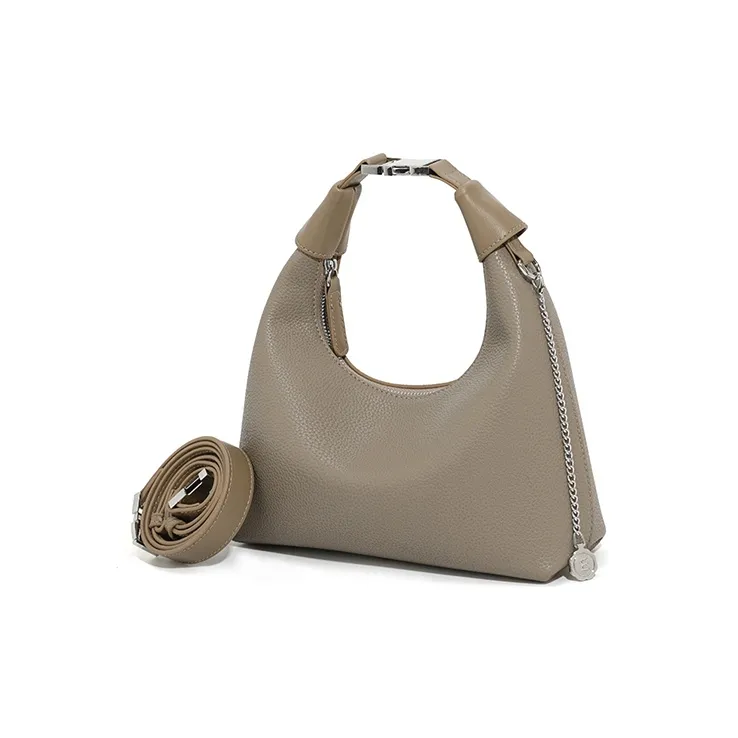 Vigno Synthetic Leather Shoulder Bag Crossbody Bag Women's Ecru/Pink/Elephant Gray/Black-4