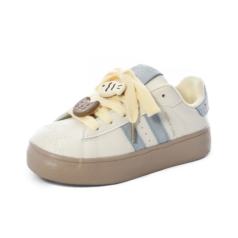 UNIITY Abrasion Resistant Lightweight Breathable Height Increasing Low Top Skateboard Shoes Women's Yellow Blue Cheeses-13
