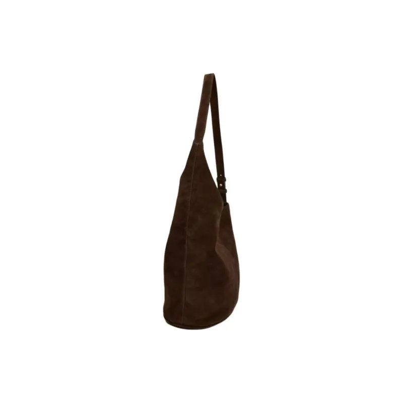 ZARA Cow Leather Shoulder Bag Large Size Women's Brown-2