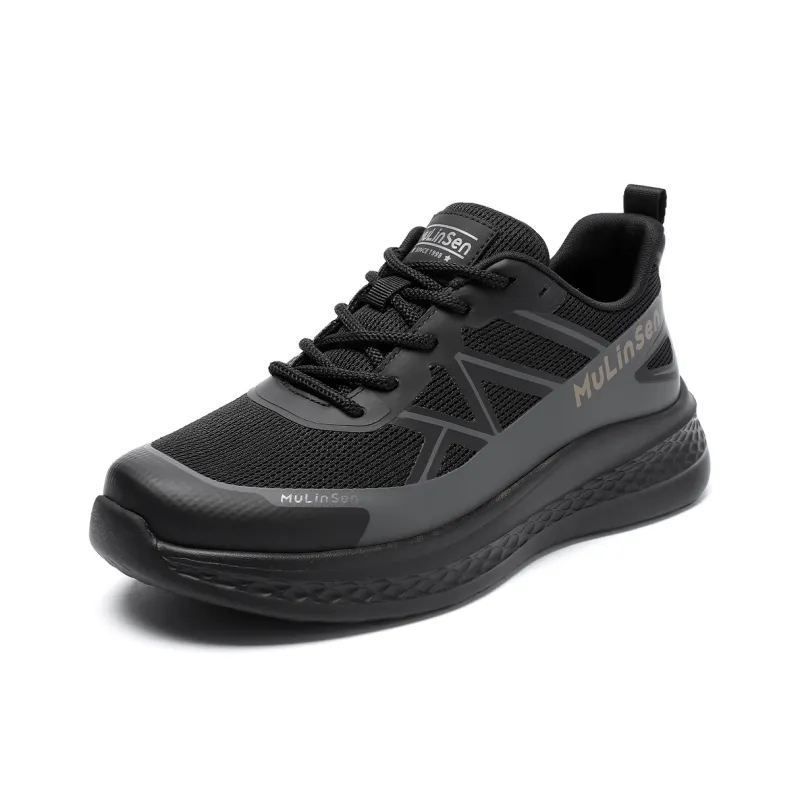 Mulinsen Travel Shoes Abrasion Resistant, Breathable, Lightweight Low Top Casual Shoes Men's Black-1