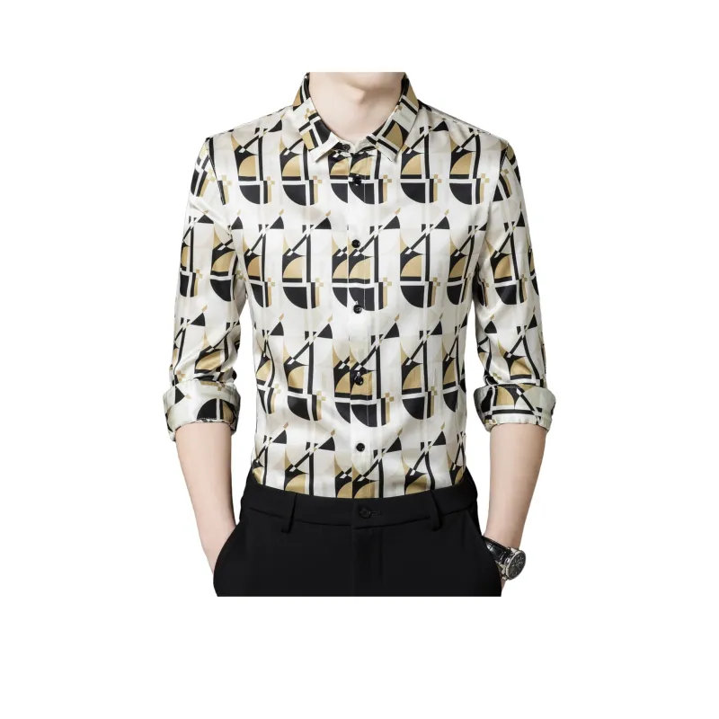 PIERRE CARDIN Shirt Men's Camel Black-1
