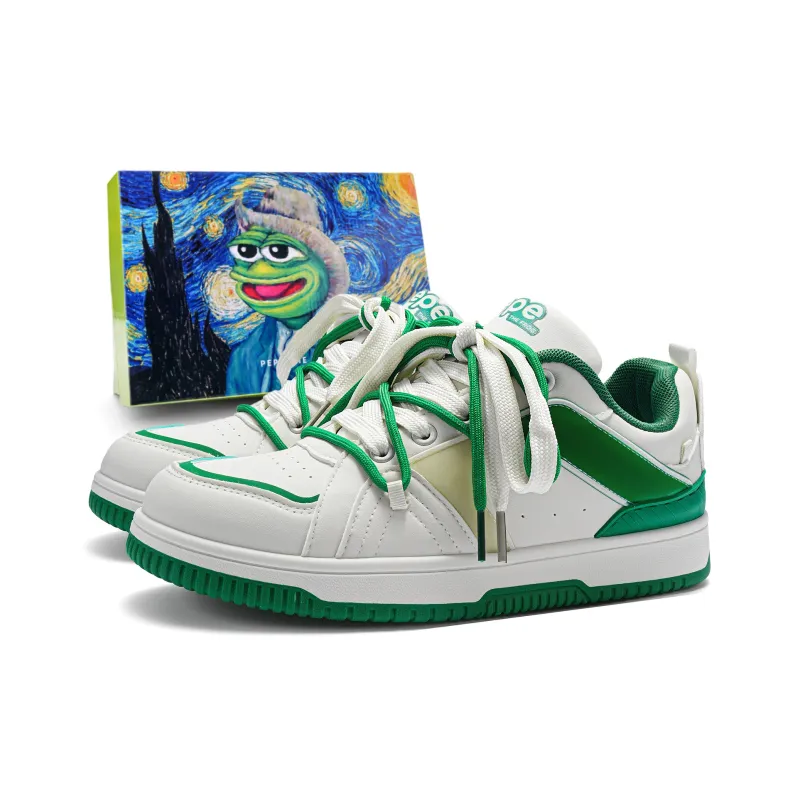 Pepe The Frog Cushioning Quick Dry Abrasion Resistant Breathable Height Increasing Low Top Skateboard Shoes Unisex-1