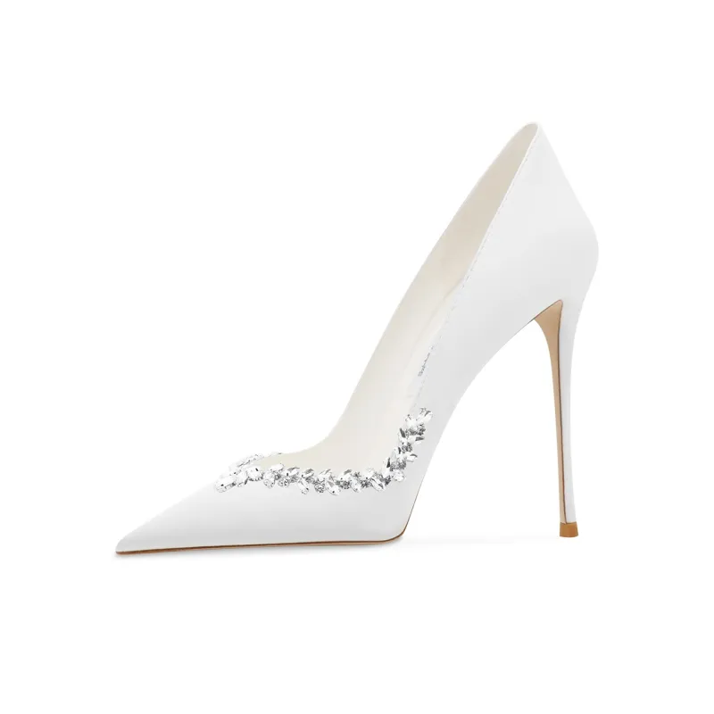 Ganxiaojie Slim Heel High Heels Women's White-1