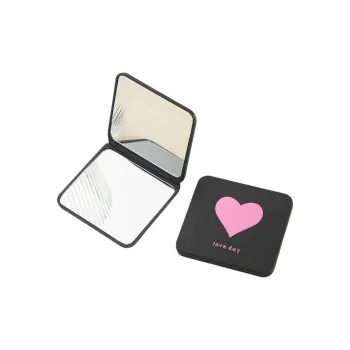 JOYTOUR Black Gold Stamped Foldable Mini Portable Double Sided Magnifier Makeup Mirror