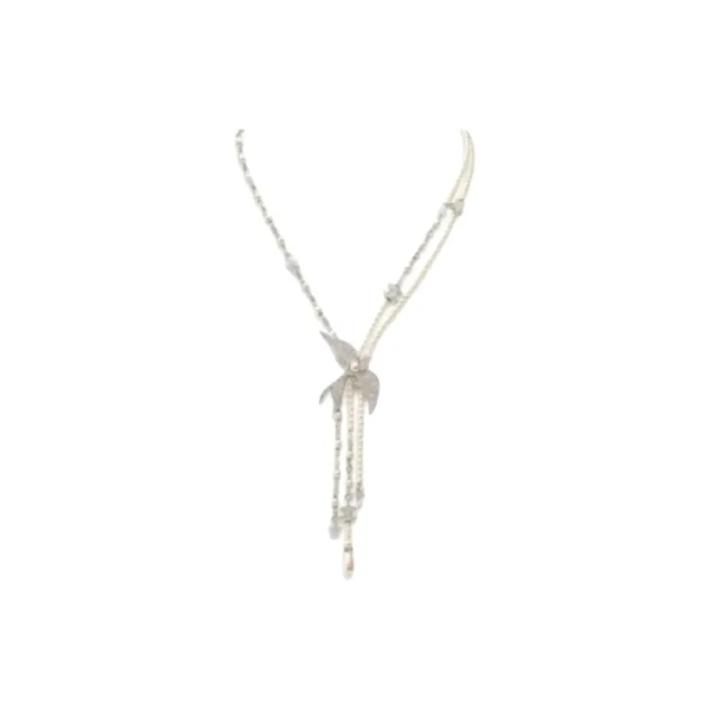 CHANEL Glass Pearl Necklaces Unisex Silver-0
