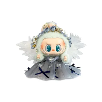 [Dress Up Doll] POP MART THEMONSTERS Plush Feather Dream Stardust Hang Tag Box Labubu Vinyl, Sitting Party Height 15cm