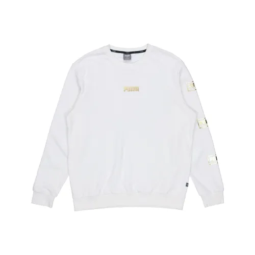 Puma Holiday Men's Logo Bronzing Print Sports Hoodie White