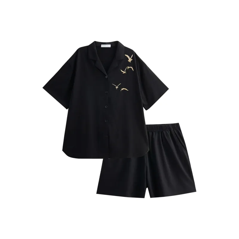 Same Language Pajama Set Women's Wandering Black-0